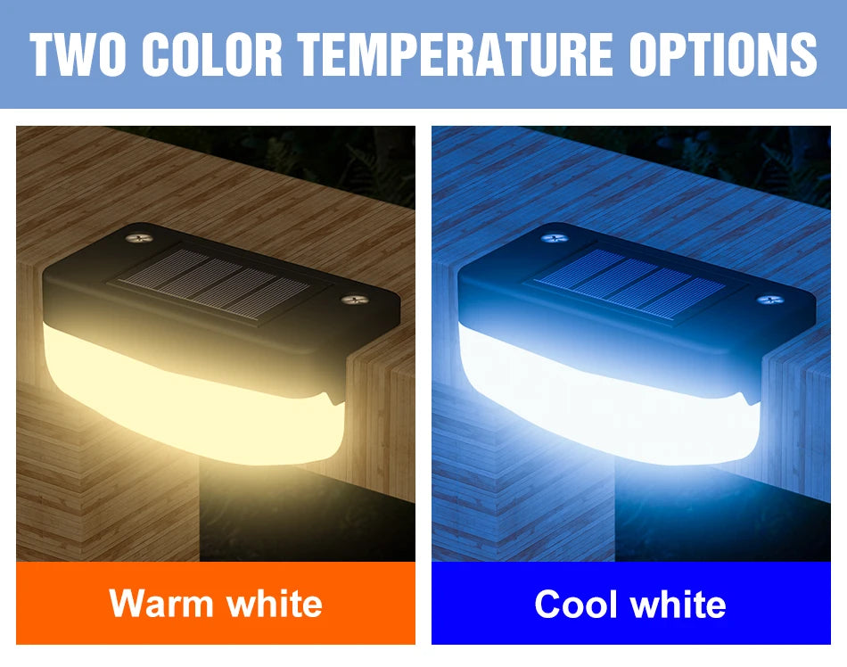 RGB LED Solar Deck Light Outdoor Waterproof Garden Step Lamp Patio Stairs Railing Courtyard Fence Decor Lighting Cold/Warm White