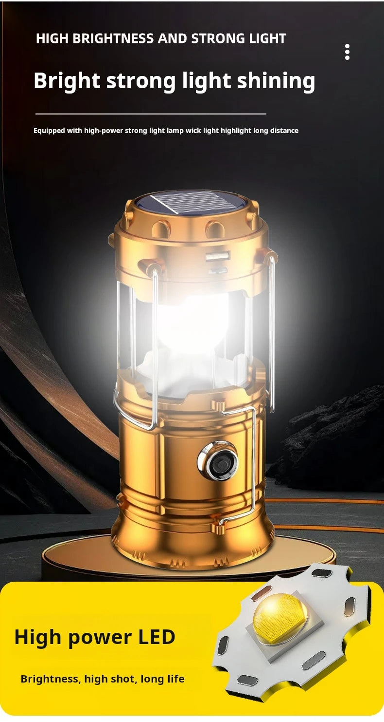 Solar Camping Light Portable Rechargeable Foldable Outdoor Searchlight Multifunctional Camping Lighting