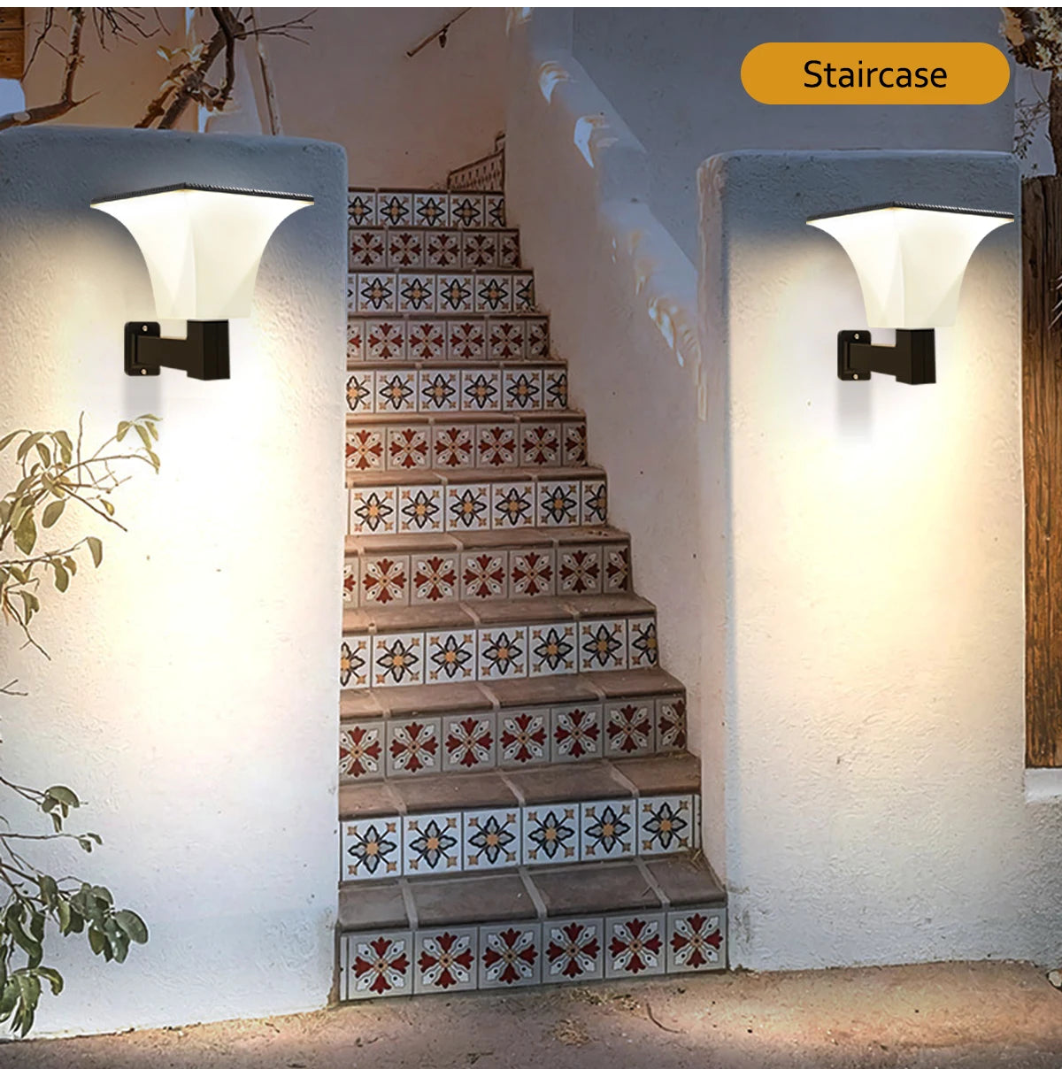 Solar Lights Outdoor 4 Modes Post Cap Wall Mounted Solar Lamp for Garden Yard Waterproof Solar Powered Pathway Lighting 80leds