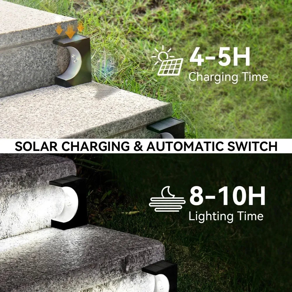 1/4PCS LED Step Lamp Solar Stair Light Outdoor IP65 Waterproof Solar Light for Garden Deck Path Balcony Decor Lighting