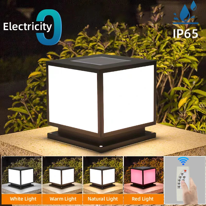 Solar Column Light Garden Solar Lamps Waterproof LED Solar Pillar Light Timed Remote Control LED Outdoor Lighting Courtyard Lamp