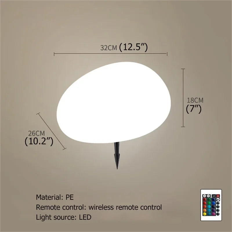 Solar Garden Lights Led Modern Creative White Stones Shape Waterproof IP65 with Remote Control Decor Home Courtyard Lawn Lamp