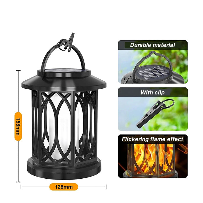 Dancing Flame Solar Lantern Outdoor Solar Flame Lamp Clip Lantern Landscape Pendant Lamp High-power Street Lamp Courtyard Lights