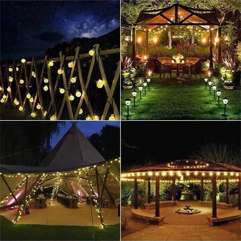 Solar Light String Festoon LED Bubble Ball Outdoor Fairy Solar Garland Lamp Wedding Party Holiday Balcony Christmas Decoration