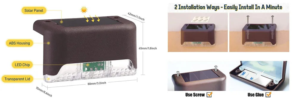 LED Solar Step Lamp Outdoor Path Stair Light Garden LED Lights Waterproof Balcony Light solar lights for garden Step Patio Fence
