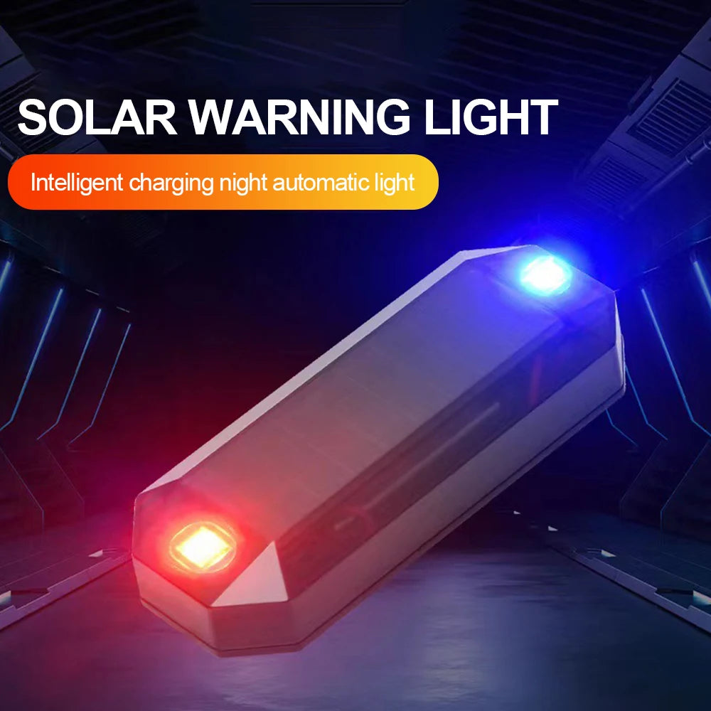 2Pcs Car Solar Warning Light Wireless Anti-Theft Alarm Light Anti-Rear Collision Smart Flash