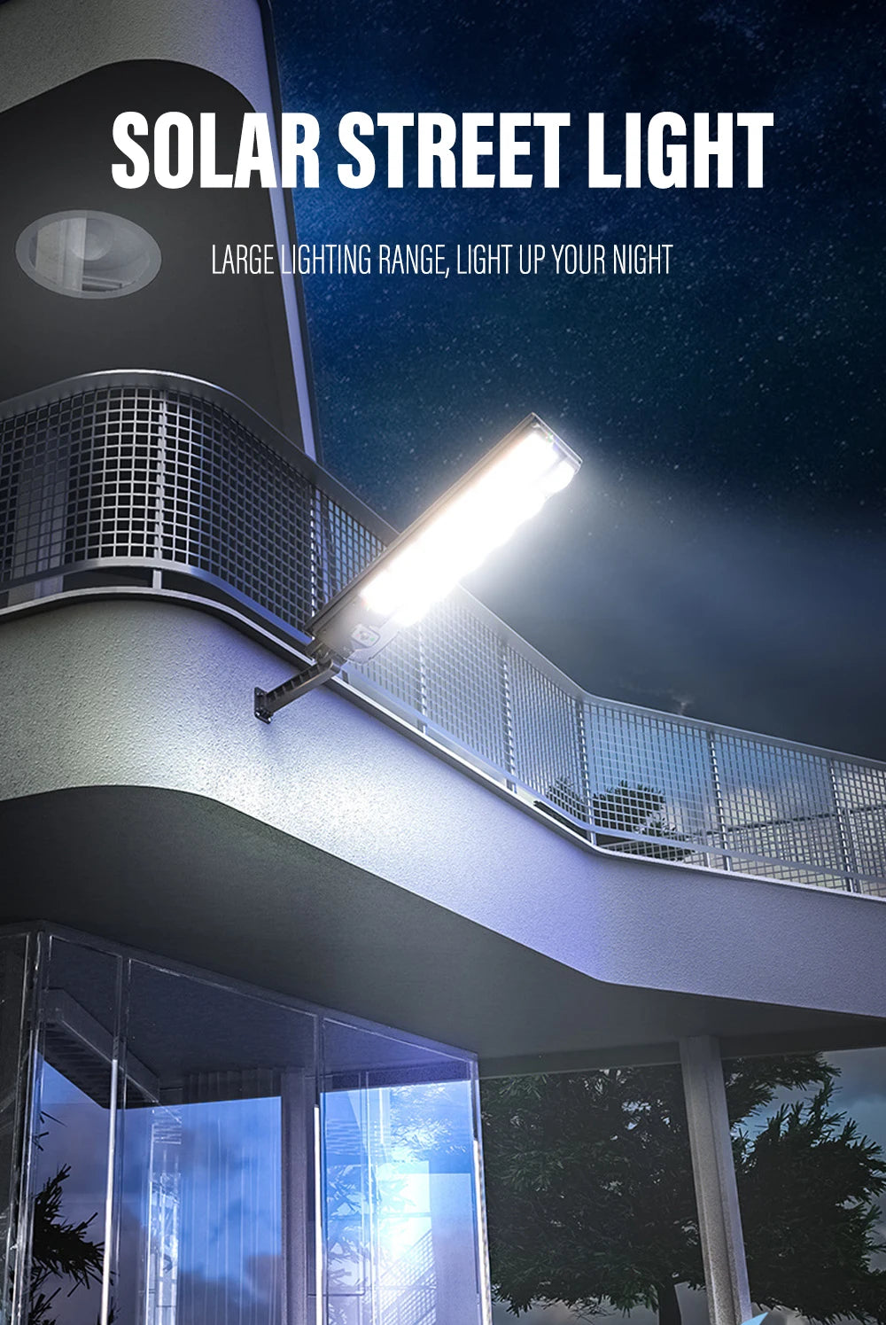 10000 Watts Solar Street Lights Outdoor 30000mAH 1000000 Lumens Motion Sensor Solar Lamp Waterproof Security Lighting for Garden