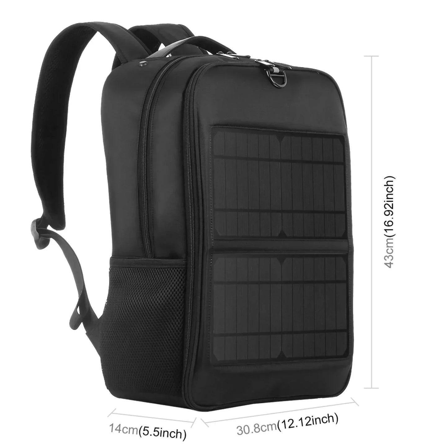 12/20W Solar Backpack Panel Powered Laptop Bag Waterproof Large Capacity External USB Charging Port New Men's Bag