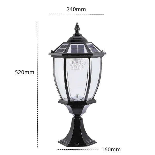 Villa Retro Column Lamps Solar Panel Spotlights LED Light Outdoor Pillar Solar Post Lamp For Patio Garden Decor IP55 Waterproof