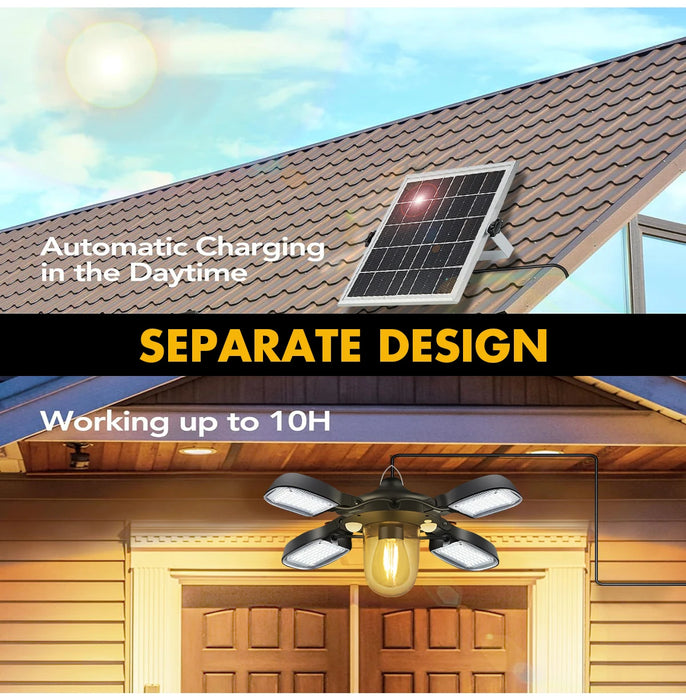 Solar Shed Lights for Indoor and Outdoor Solar Powered Barn Light 1000LM 192LED Outdoor Dual Motion Sensor Solar Pendant Light