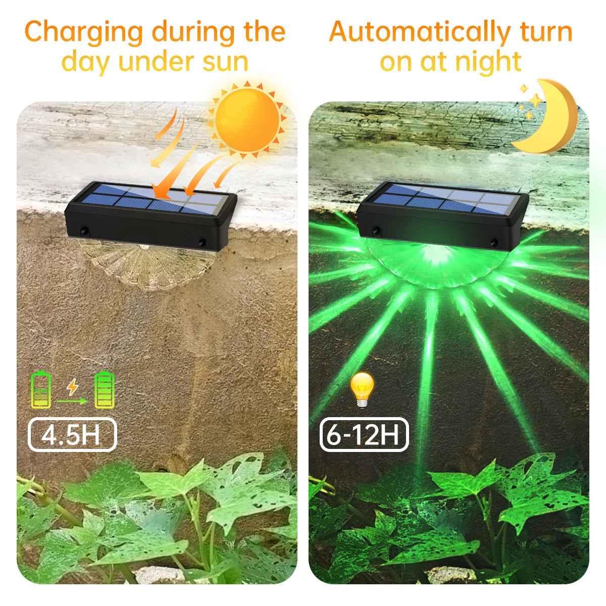 Solar Deck Lights Outdoor Waterproof LED Lights for Patio Stairs Yard Garden Pathway Step and Fences Warm White/Color Changing