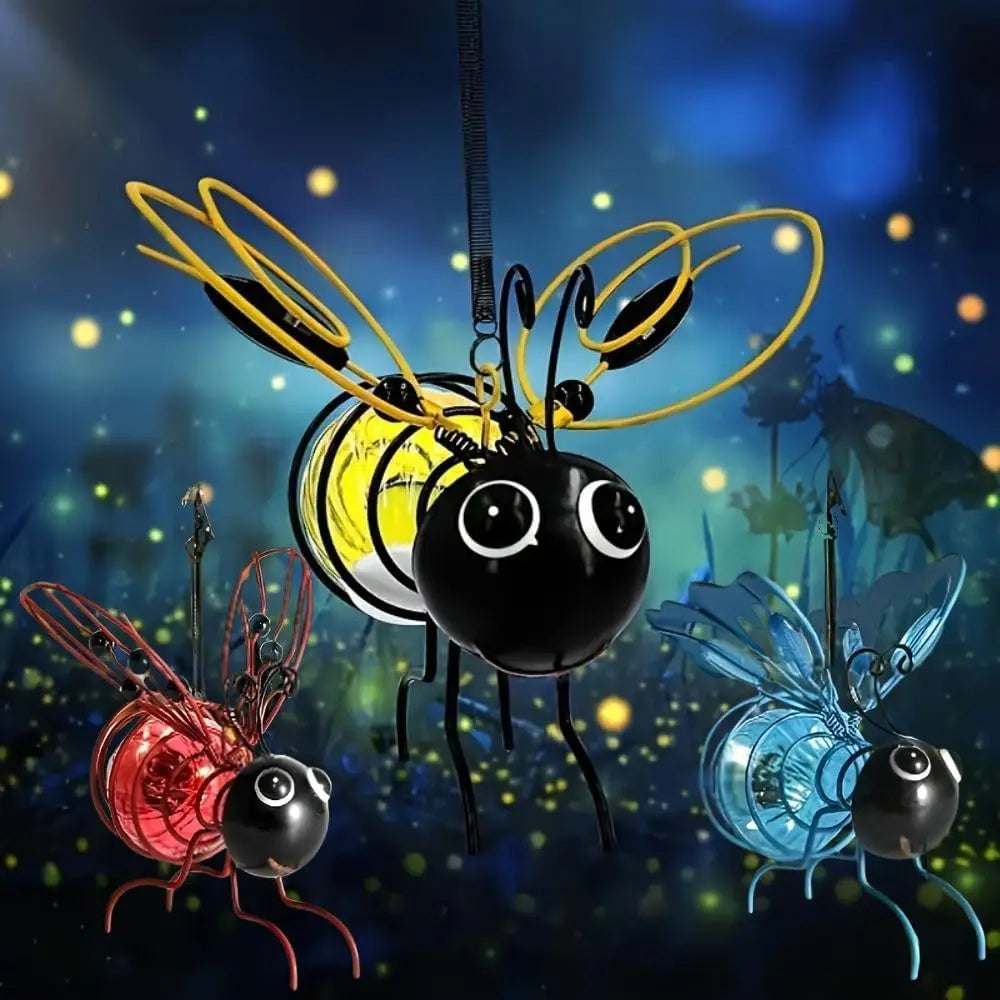 Solar Bees Lights Outdoor 2025 , Christmas, Yard, Patio, Porch (yellow-2pcs)