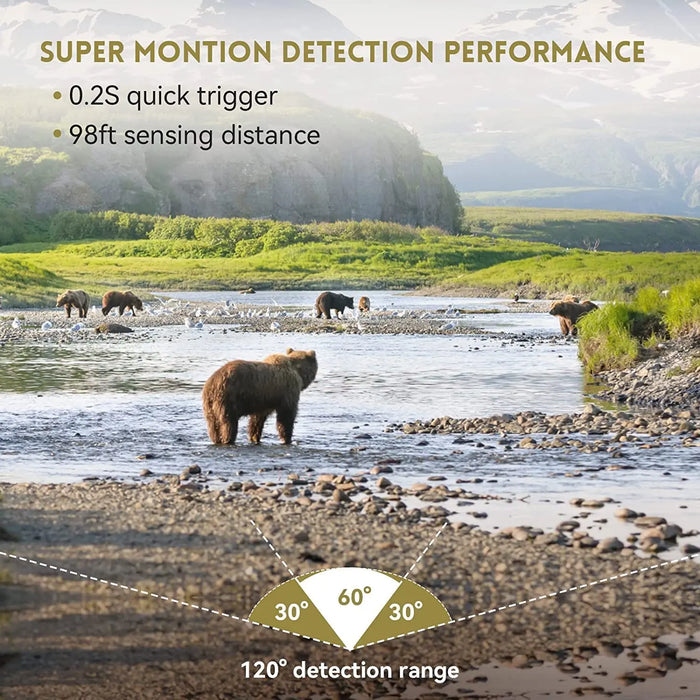 Solar Wildlife 50MP 4K Video Trail Camera Night Vision 0.3s Motion Activated Waterproof Garden Camera Outdoor Hunting Monitoring