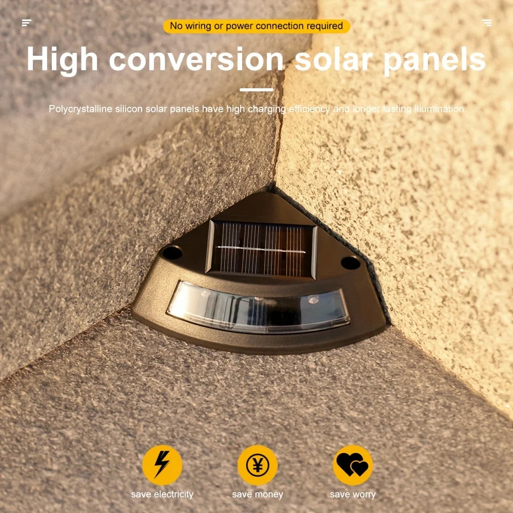 4pcs Solar Step Lights Outdoor Garden Courtyard Decor Warm/ White LED Pathway Lighting Sun Lamp for Walkways Staircases Garden