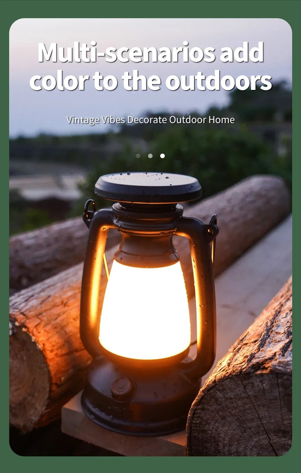 USB Rechargeable/Solar Charging Camping Light Portable Camping Lanterns 3 Lighting Modes Dimming Outdoor Hanging Tent Light