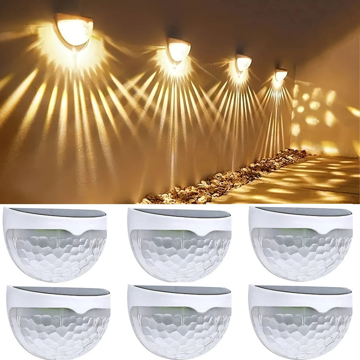 6PCS Solar Fence Lights Deck Lights Solar Wall Mount Outdoor Lamp White LED Lamp Lighting For Garden Home Patio Yard Camp Light