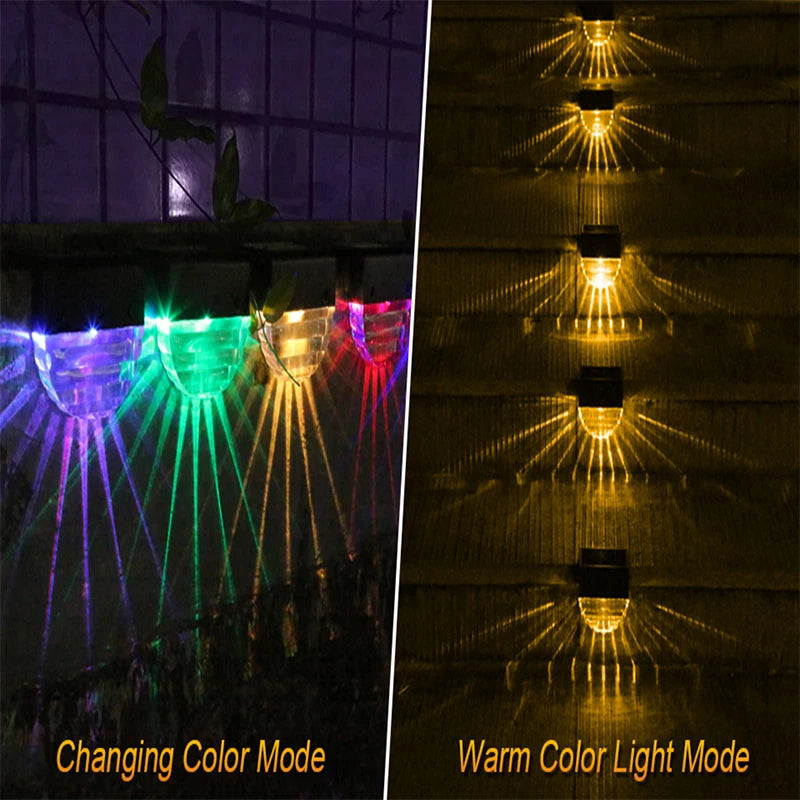 Solar Deck Lights Fence Lights Outdoor Step Lights Waterproof Solar Lights for Railing Stairs Step Fence Yard Patio and Pathway