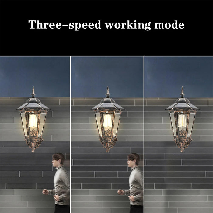 E2 Solar Flame Hanging Lantern Lights Outdoor IP65 3 Modes Solar Powered Lamp Wall Mounted Lights Fence Patio Porch Garden Decor