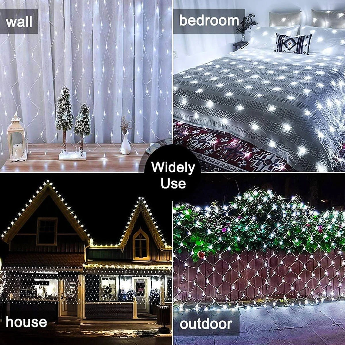 1pc Solar Net Lights Bush Net Lights Mesh Lights 8 Modes Remote Control Auto On/Off Outside Twinkle Lights For Patio Wall Roof