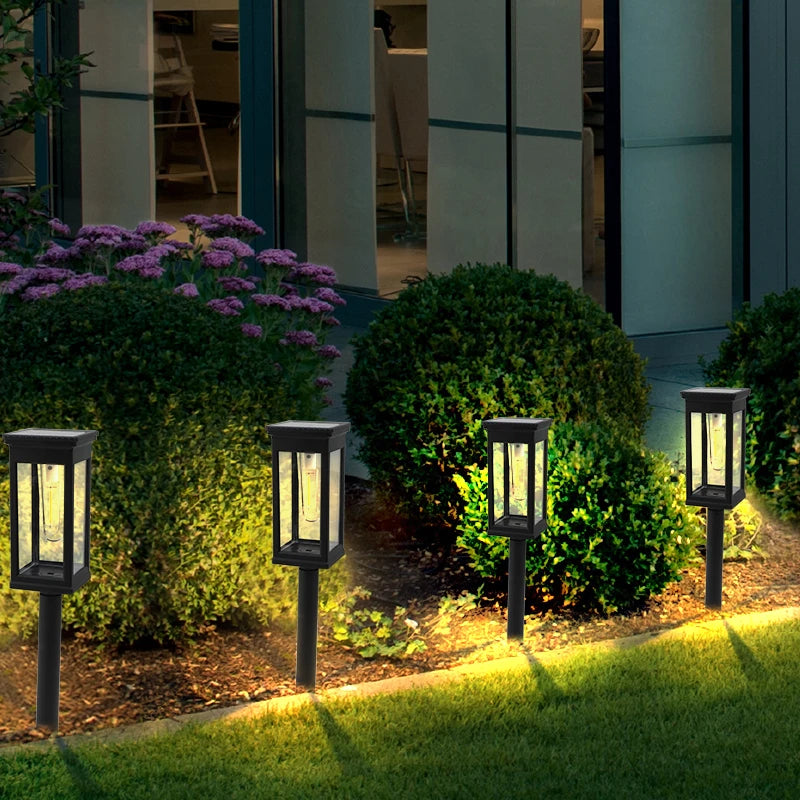 Retro Solar Pathway Warm Lights Outdoor Waterproof Solar Powered Garden for Walkway Yard Backyard Landscape Lighting Decorative