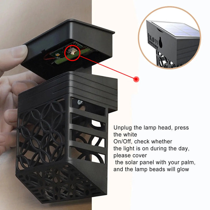 Solar Lights for Fence 2 Pieces Solar Powered Deck Lights Hollow out Design Wall Sconce for Patio Backyard Fence Stair Pathway