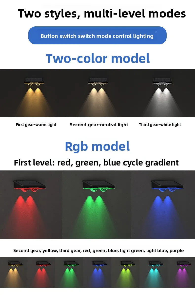 LED Solar Fence Lights Outdoor Garden Solar Powered Wall Lights Waterproof Bright Landscape Lamp Deck Patio Yard Deck Decor