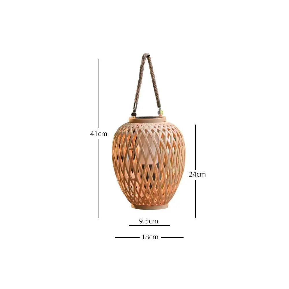 Solar Bamboo Weaving Lantern 600 mAh Waterproof Chinese Lantern Lights LED Garden Decorative Light Warm Light