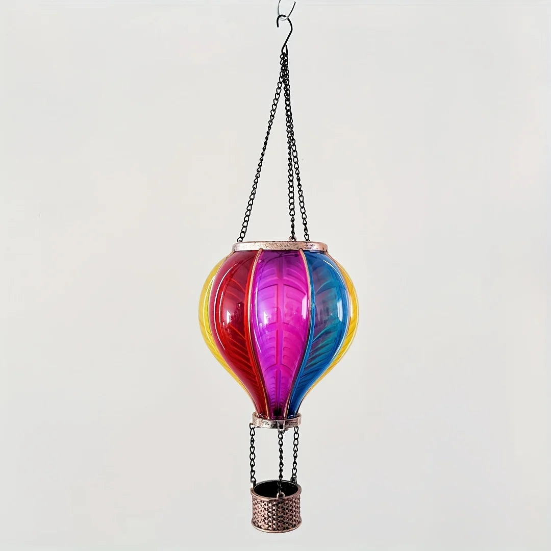 Solar Gradient Heat Balloon Hanging Light Waterproof Outdoor Garden Decor Flickering Flame Solar Lights for Lawn Porch Tree Yard