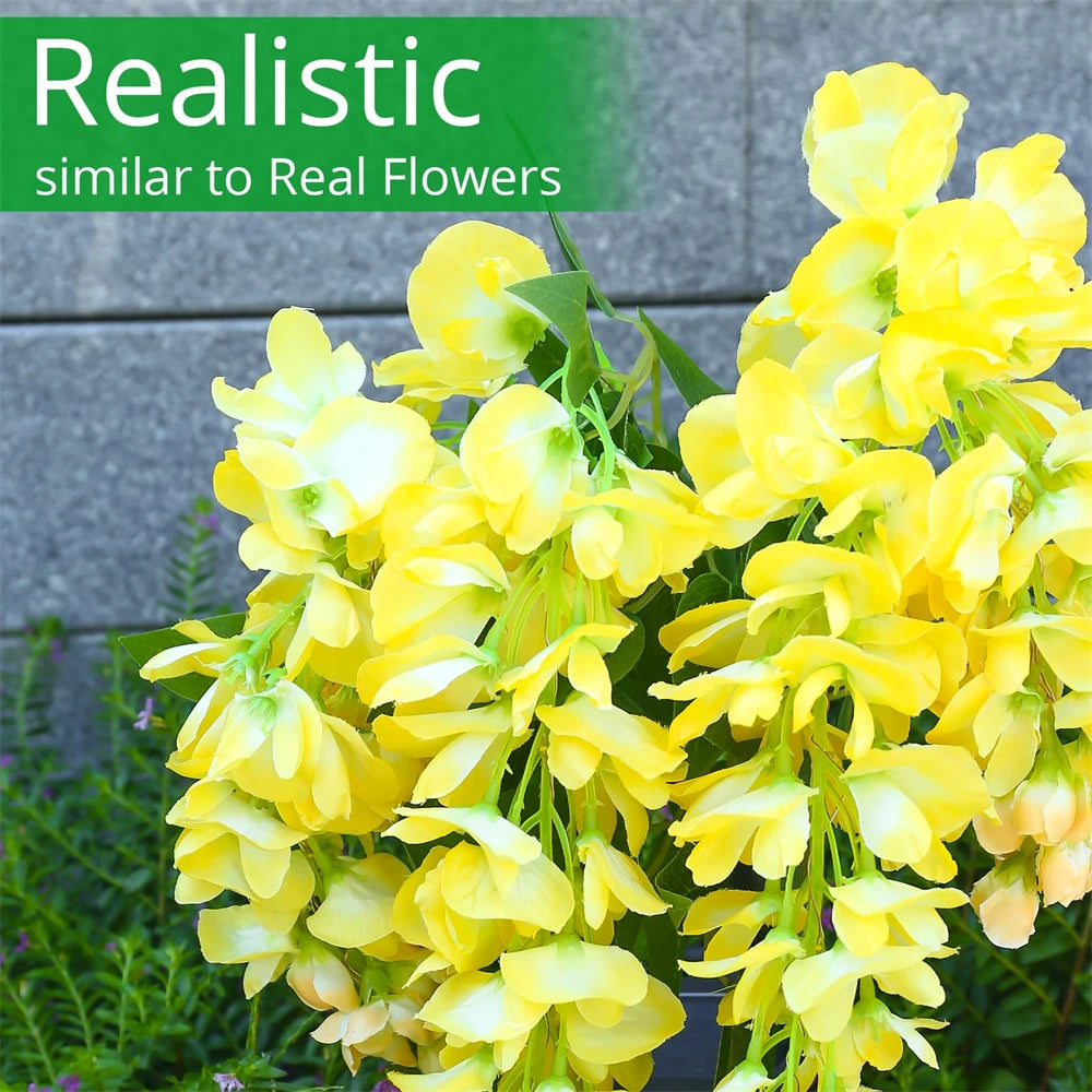 Solar Flowers Light Outdoor Garden Realistic Wisteria Floral Waterproof Artificial Flowers Solar Stake Lights for Patio Backyard