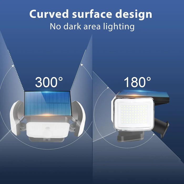Solar Lights Outdoor 278LED Security Lights Motion Sensor with Remote Control 4 Heads Waterproof Solar Flood Wall Lights Garden