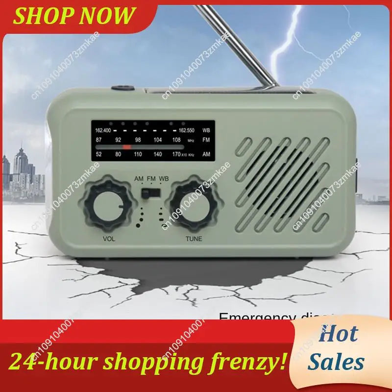 Solar & Hand Crank Power, LED Flashlight, SOS Alarm For Outdoor Emergencies