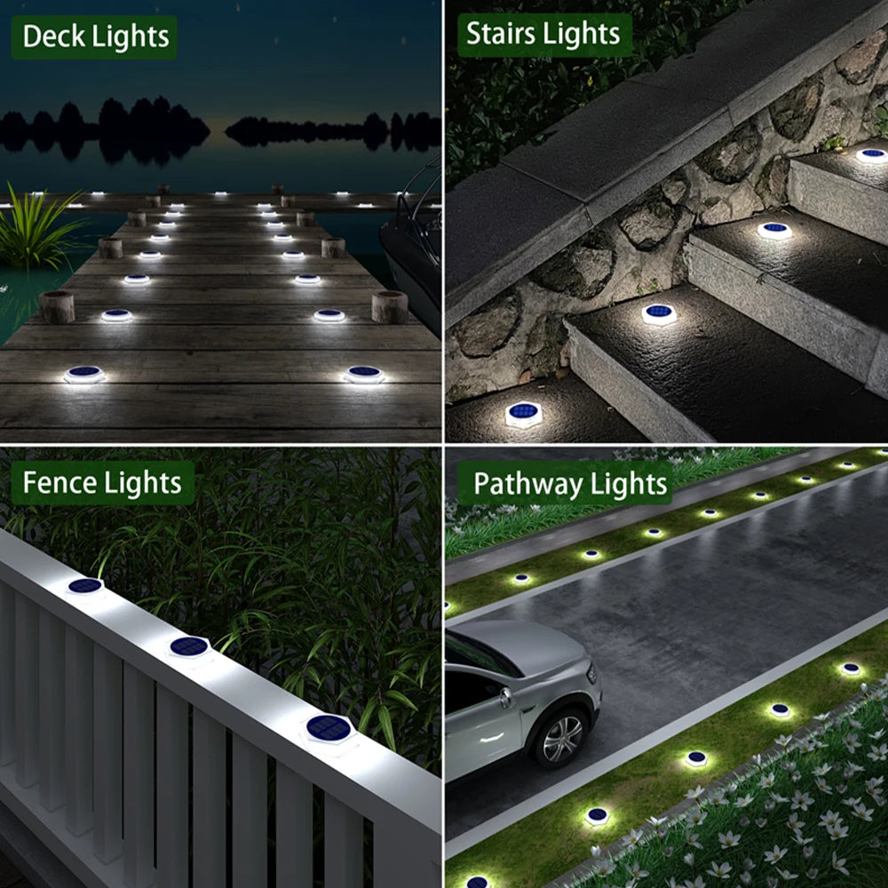 Solar Deck Lights Auto On/Off Dock Post Lights Driveway Fence Stairs Yard Patio Pathway Porch - Solar Powered Step Lights Blue