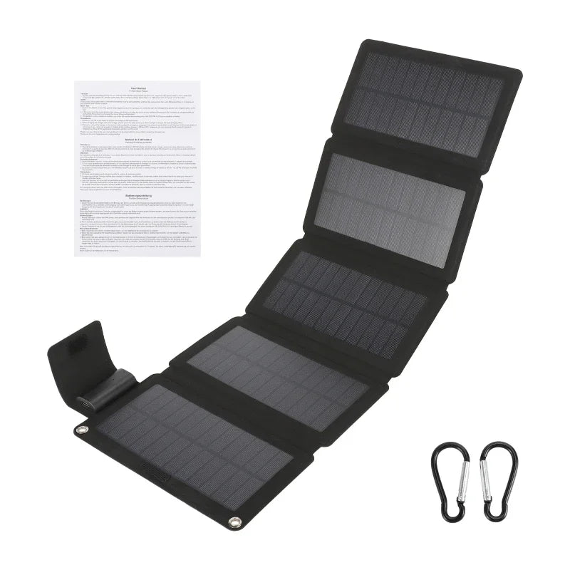 Foldable Solar Panel 5V USB Portable Battery Charger for Cell Phone Outdoor Waterproof Power Bank for Camping Accessories