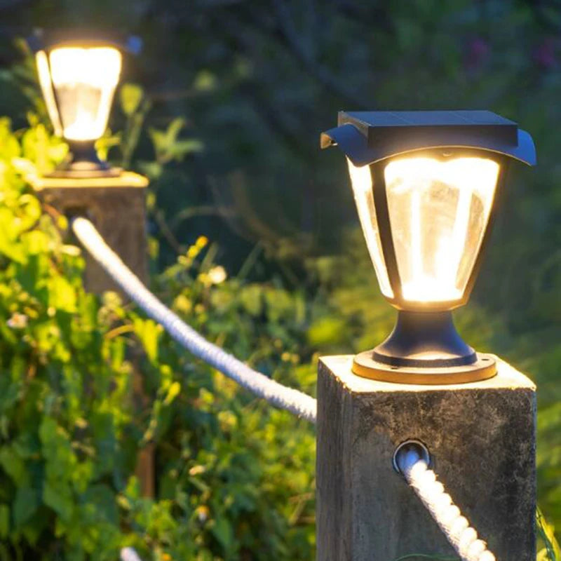 Simple Solar Column Pillar Light Outdoor LED Post Deck Cap Fence Landscape Lamp Waterproof Decor Garden Gate Solar Power Lamp