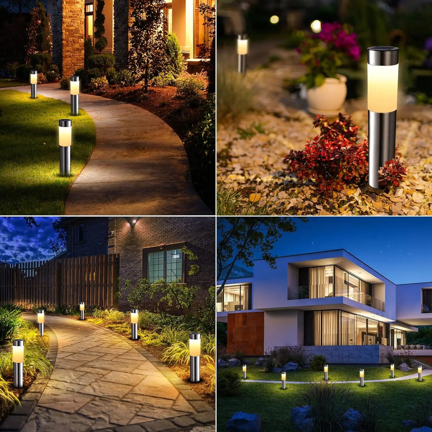 1/2/4/6/8 Pack Solar Garden Pathway Lights Outdoor Waterproof LED Lighting Ground Plug Bollard Light for Patio Garden Lawn Yard