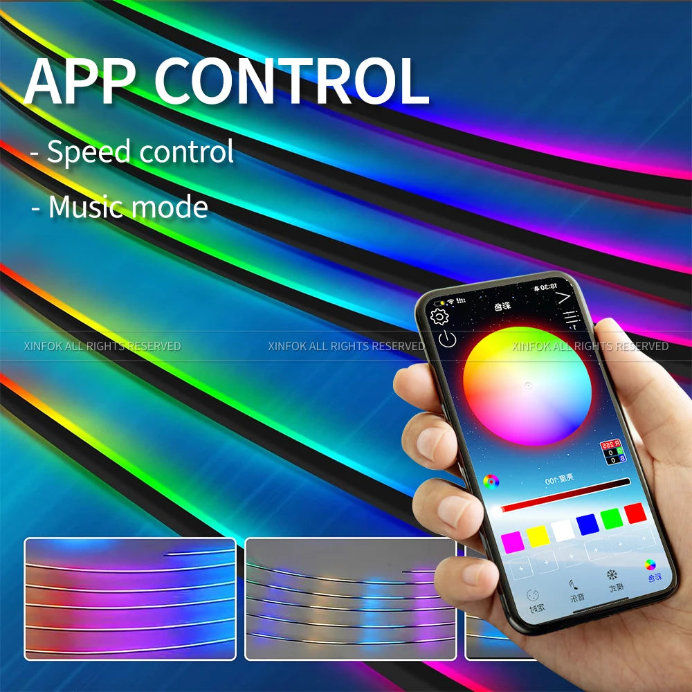 110cm APP Control Car Ambient Lights LED Interior RGB Symphony Atmosphere Light Acrylic Strips Dashboard Decoration Sunroof
