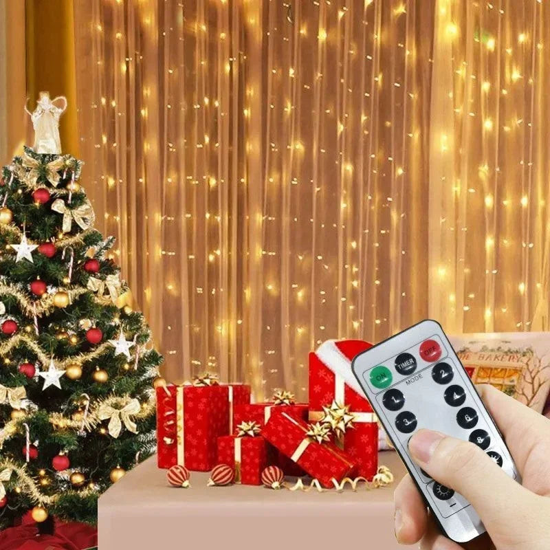 6M/3M LED Curtain Fairy Lights,8 Lighting Modes,Outdoor/Indoor Decoration for Christmas Wedding Party,Garden,Living Room,Bedroom