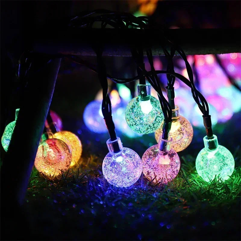 Solar Light String Festoon LED Bubble Ball Outdoor Fairy Solar Garland Lamp Wedding Party Holiday Balcony Christmas Decoration