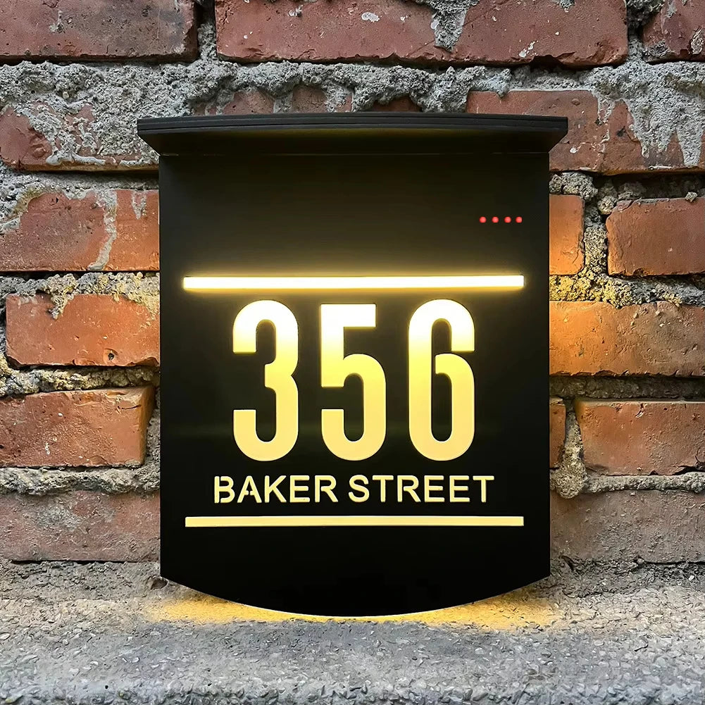 Personalized Solar House Sign Acrylic Plaque LED Customized Address Plaque Outdoor Street Name Solar House Number Sign