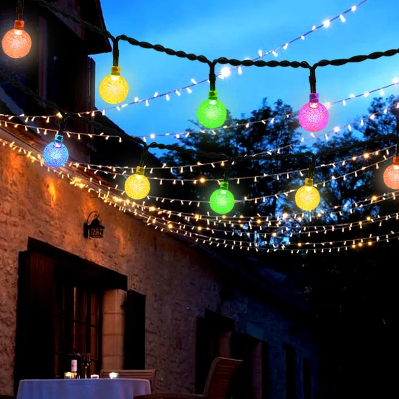 Solar Bubble Ball String Light,with 8 Lighting Modes,suitable for Gardenparty,and Yard Decoration
