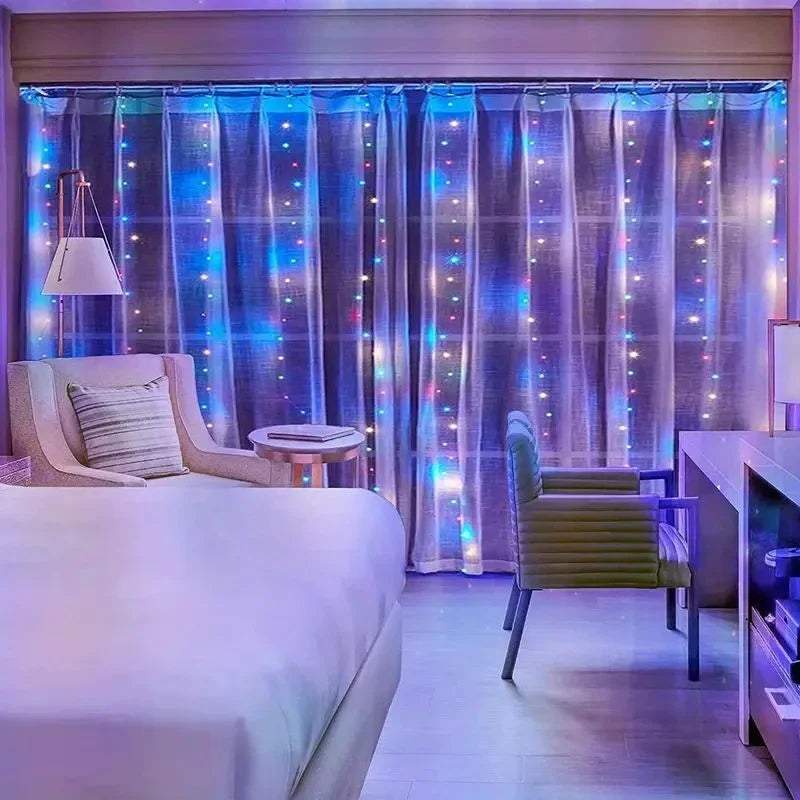 6M/3M LED Curtain Fairy Lights,8 Lighting Modes,Outdoor/Indoor Decoration for Christmas Wedding Party,Garden,Living Room,Bedroom