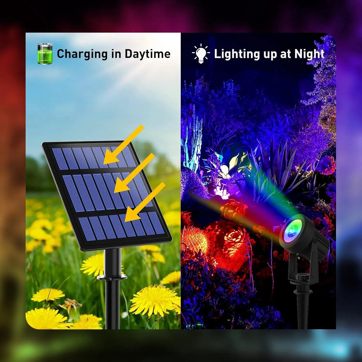 1/2/4/6 LEDS RGB Solar Spotlight IP65 Waterproof Color Changing Outdoor Garden Light For Landscape Tree Solar Street Wall Lamp