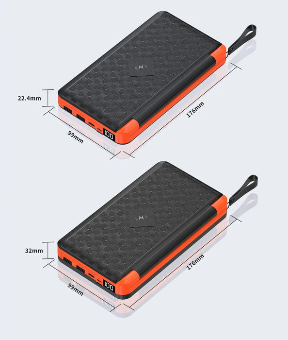For IPhone 15 14 13 Huawei Xiaomi Poverbank 20000mAh Folding Solar Power Bank with 3 Solar Panel Qi Wireless Charger Powerbank