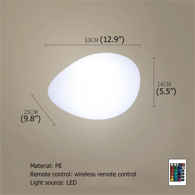 Solar Garden Lights Led Modern Creative White Stones Shape Waterproof IP65 with Remote Control Decor Home Courtyard Lawn Lamp
