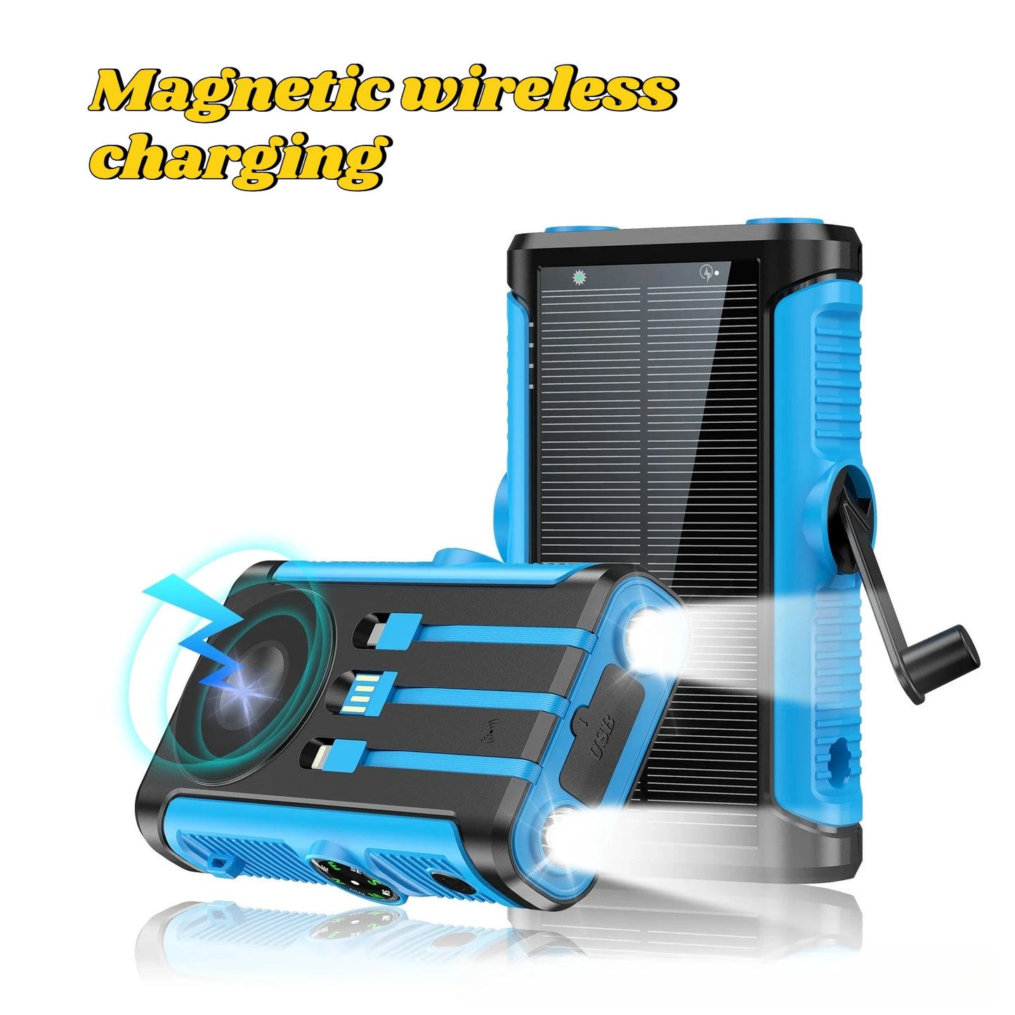 200000mAh Solar Power Bank 22.5W Magnetic Wireless Charging Camping Powerbank with Cables External Battery for IPhone Magsafe