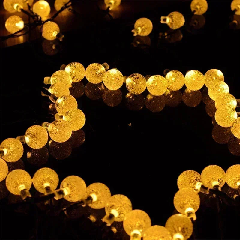 Solar Light String Festoon LED Bubble Ball Outdoor Fairy Solar Garland Lamp Wedding Party Holiday Balcony Christmas Decoration