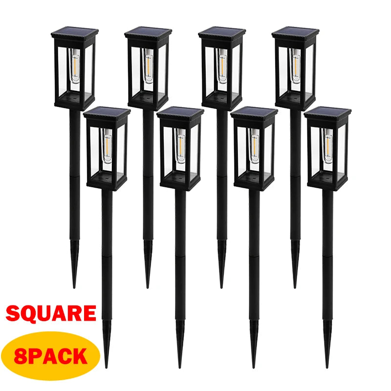 Solar Pathway Lawn Lights Outdoor Walkway Garden Tungsten lamp Waterproof Landscape Light Auto On/Off Lights for Yard Lawn Patio