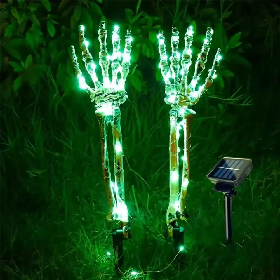 2PC Halloween Solar Garden Lights Outdoor Waterproof Ghost Hand LED Stake Lights Horror Atmosphere Decoration Lamp For Festival
