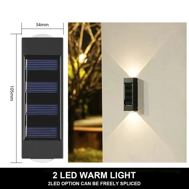 Christmas10/8/6/4LED Solar Wall Lamp Outdoor Waterproof Up and Down Luminous Lighting for Garden Fence Decoration Sunlight Light
