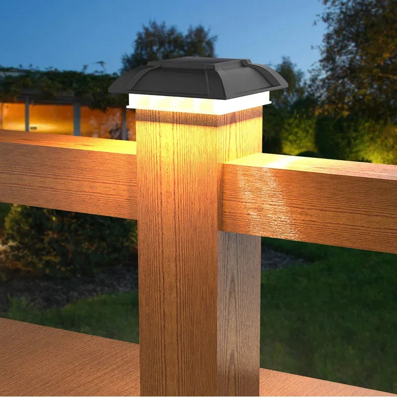 1/4 PCS LED Solar Fence Light Outdoor Waterproof Solar Light Garden Yard Fence Column Decorative Lighting for 4 Inch Wood Posts